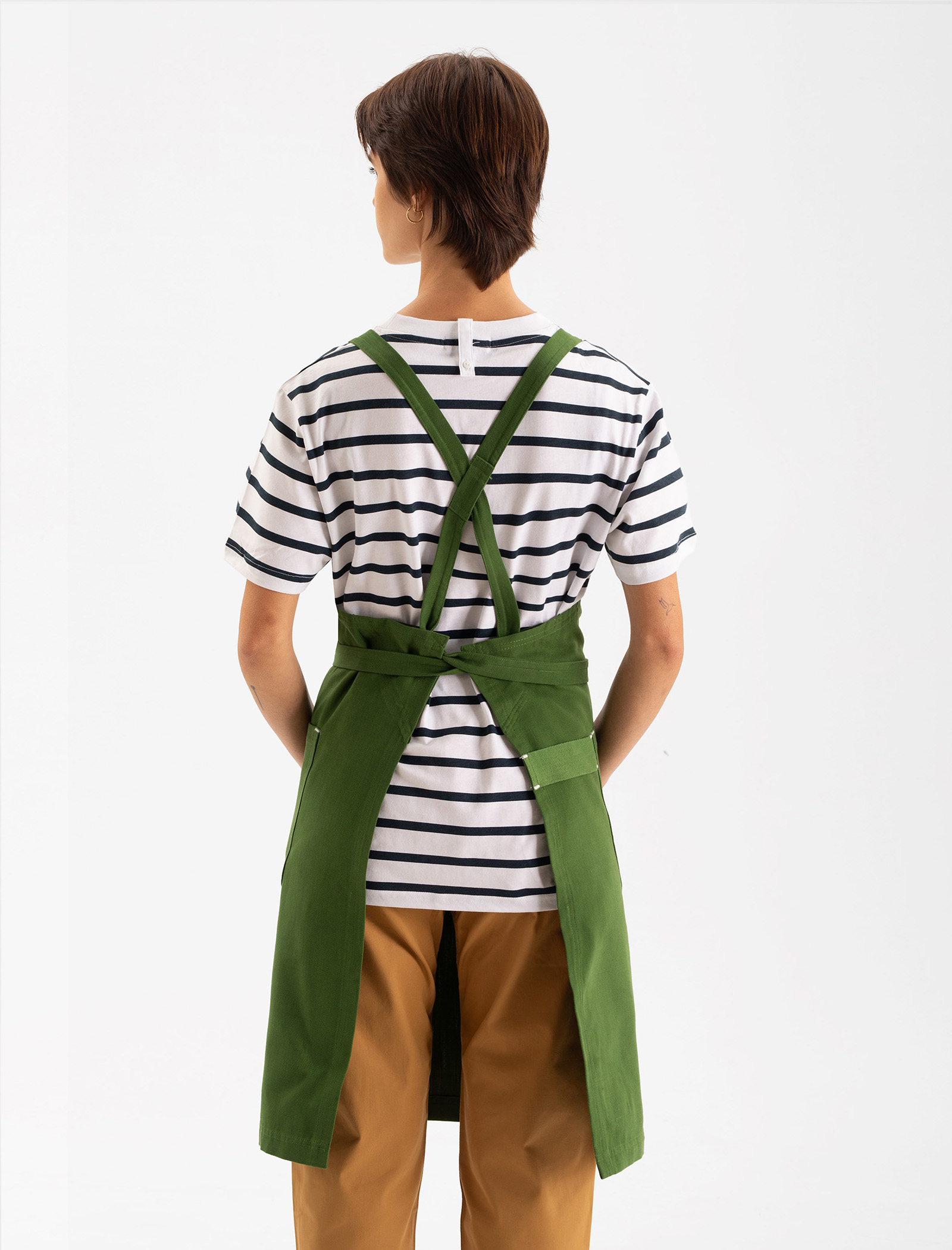 Linen-effect green apron - Qooqer