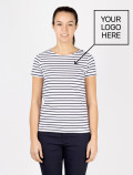 Camiseta de rayas azules de mujer con logo