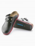 Birkenstock black and red leather clogs 2