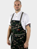 Camouflage kitchen apron cross-back ties detail