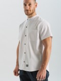 Camicia da cuoco bianca con colletto mao