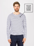Camiseta de manga larga de rayas de hombre con logo