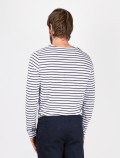 Espalda camiseta de manga larga de rayas de hombre