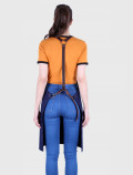 Blue barman's apron with harness on the back