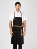 Chef black apron with brown ribbons