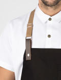 Chef black apron leather detail