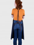 Denim apron with leather harness