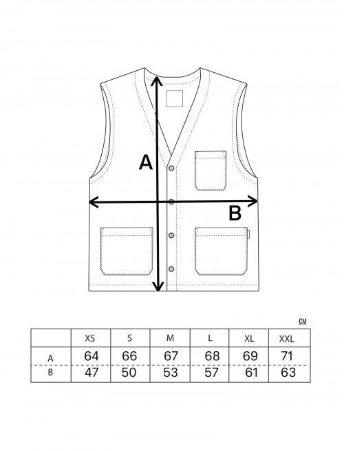 Sizing Gilet Unity Sand