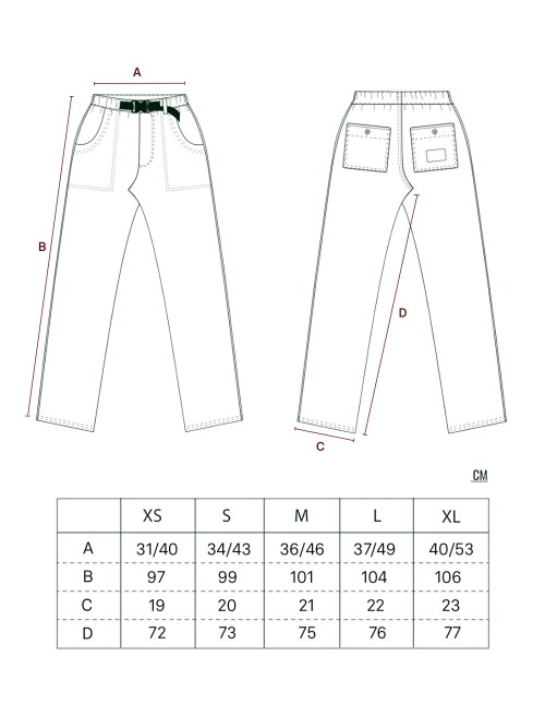 Sizing Calças Fatigue Chef Preto