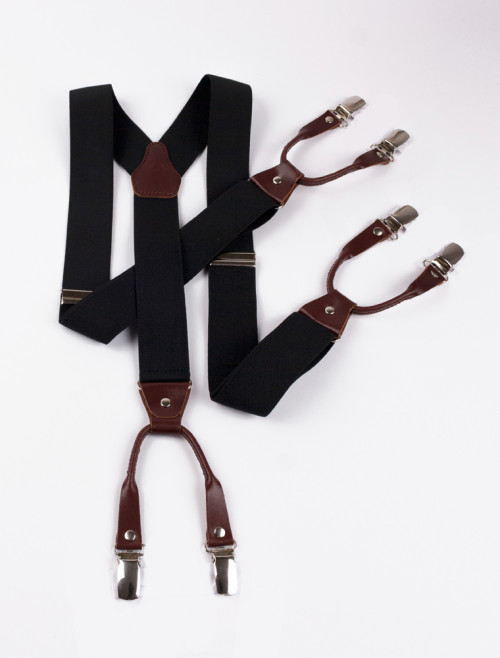 Black and Brown Leather Suspenders