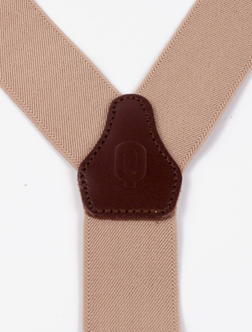 Beige and Brown Leather Suspenders