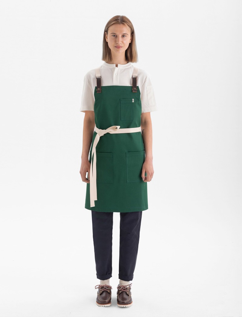 Forest Green Apron with Crossed Back Garbo Pine Apron