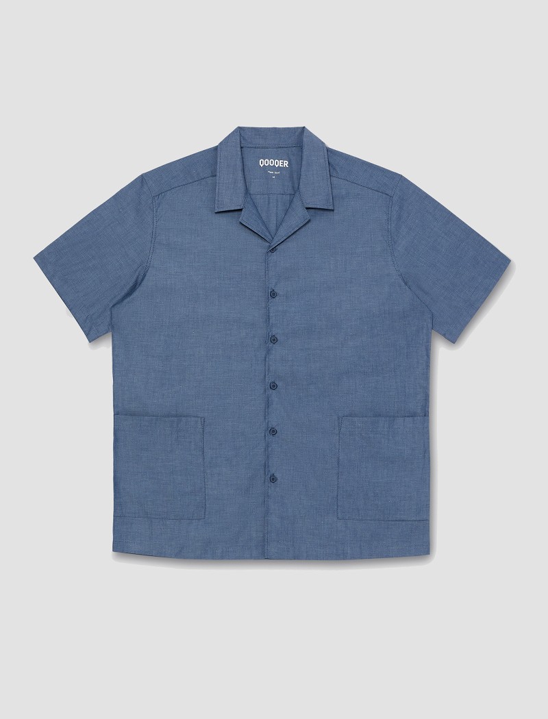 Camisa denim azul unisex Camisa denim azul unisex, manga corta y corte amplio