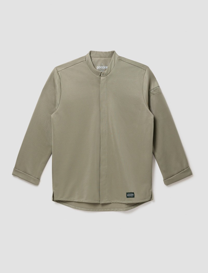Long-sleeve Khaki chef shirt in knit fabric Jac Moss Chef Shirt