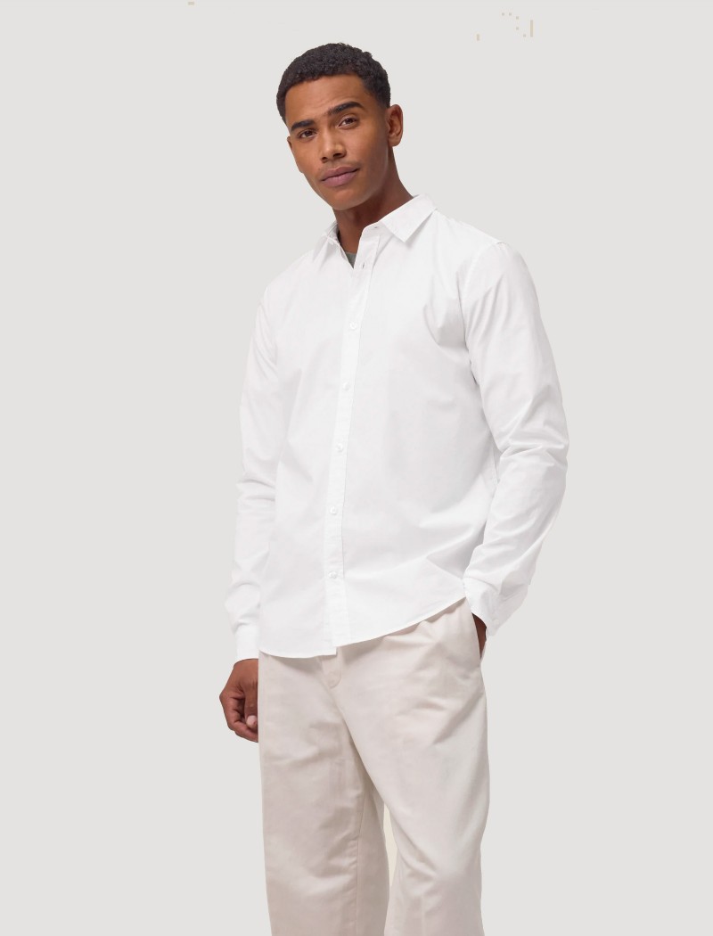 Camisa de popelín ligera blanca hombre Camisa de popelín ligera blanca hombre