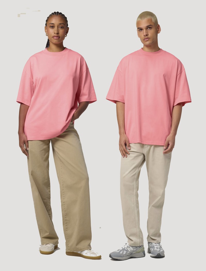 Camiseta oversized rosa unisex Camiseta oversized rosa unisex en algodón orgánico