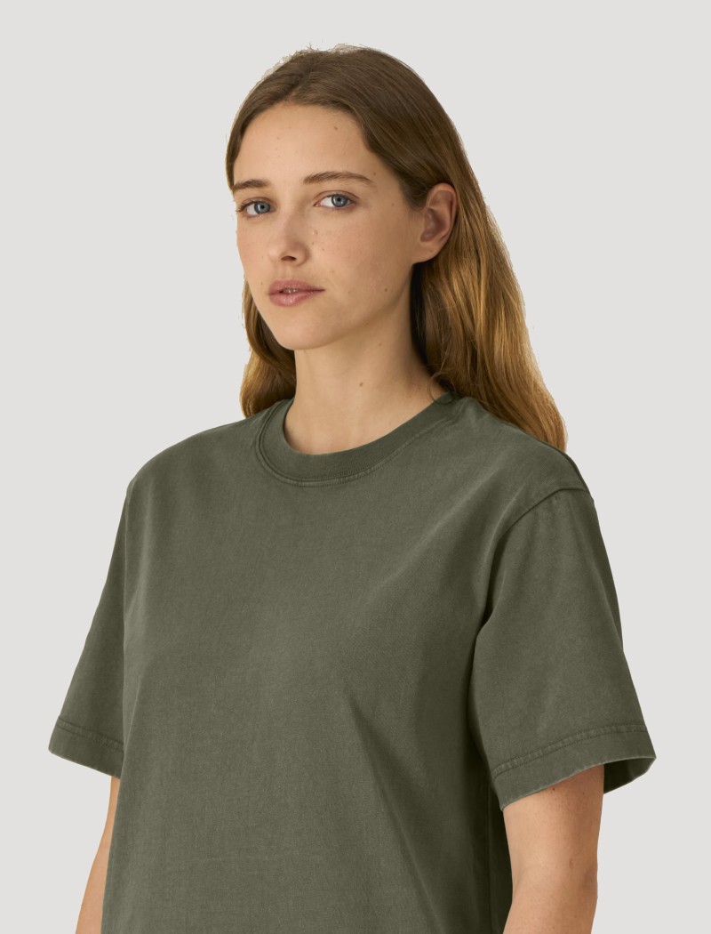 Camiseta vintage verde unisex Camiseta vintage verde unisex en algodón orgánico