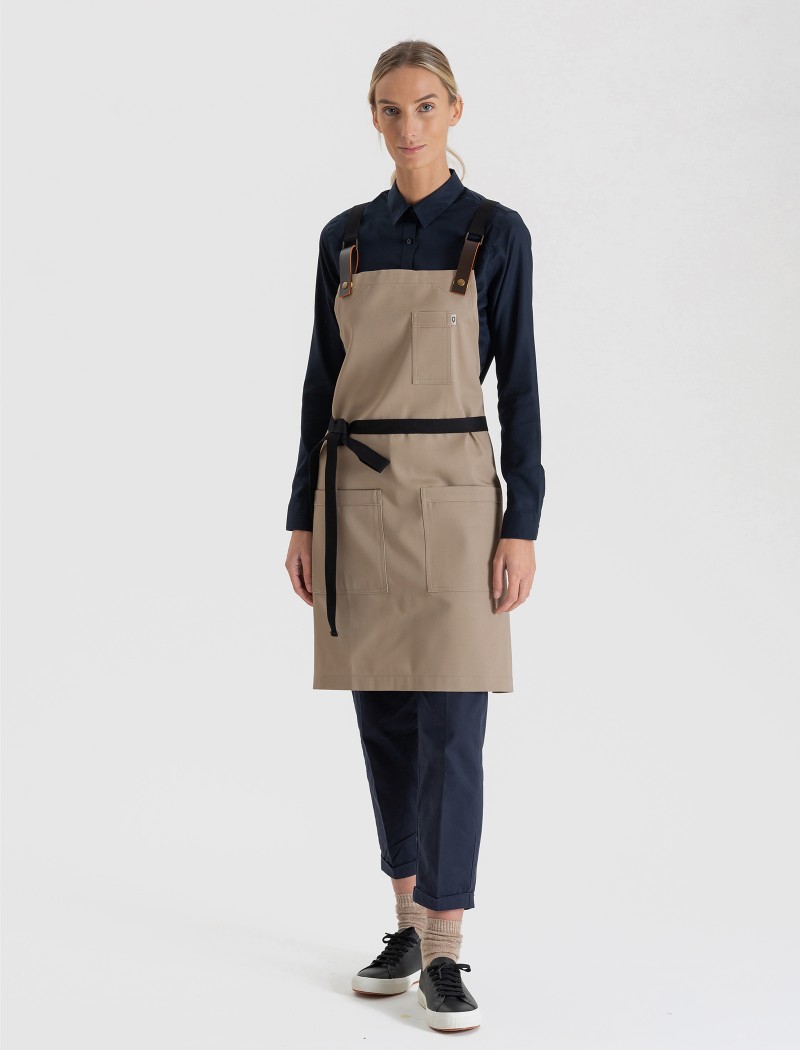 Sand Cross-back apron for hospitality Sand Cross-back apron for hospitality