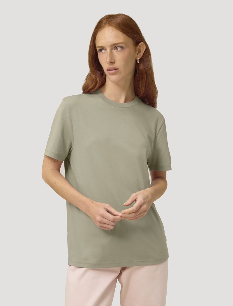 Camiseta gris verdosa unisex Camiseta gris verdosa unisex en algodón orgánico