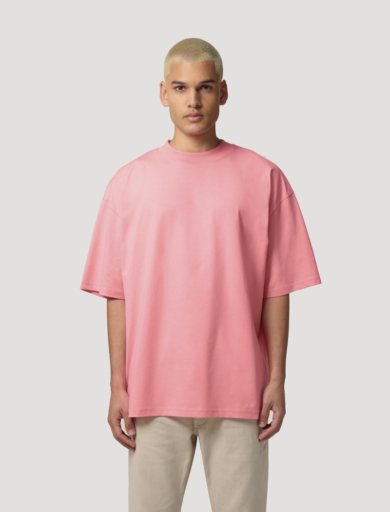 Camiseta con corte relajado rosa Camiseta con corte relajado rosa en algodón orgánico