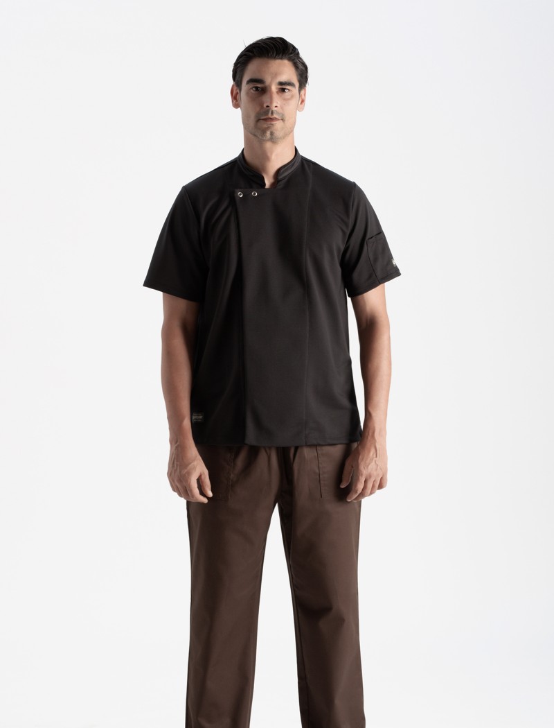 Giacca da cuoco nera antirughe Giacca da cuoco nera antirughe