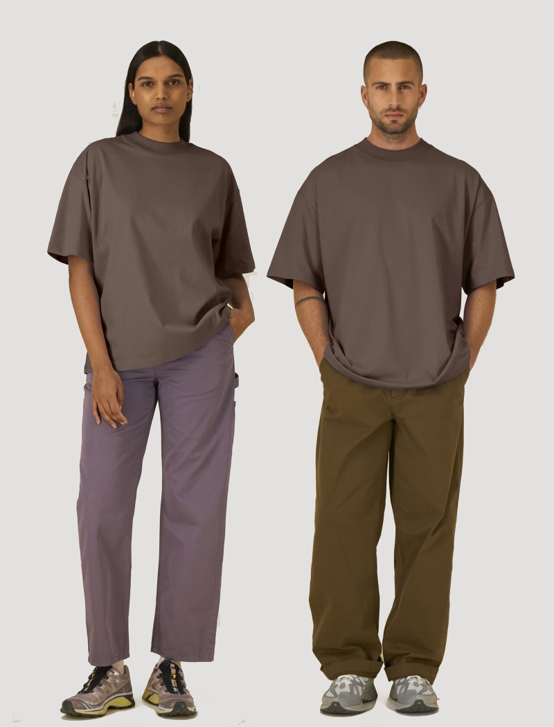 Camiseta oversized marrón unisex Camiseta oversized marrón unisex en algodón orgánico