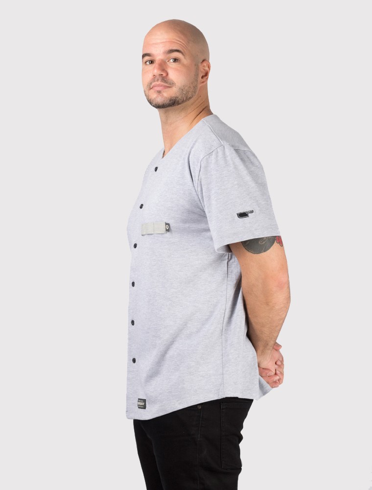 Chaquetilla gris de cocinero Chaquetilla gris de cocinero lateral