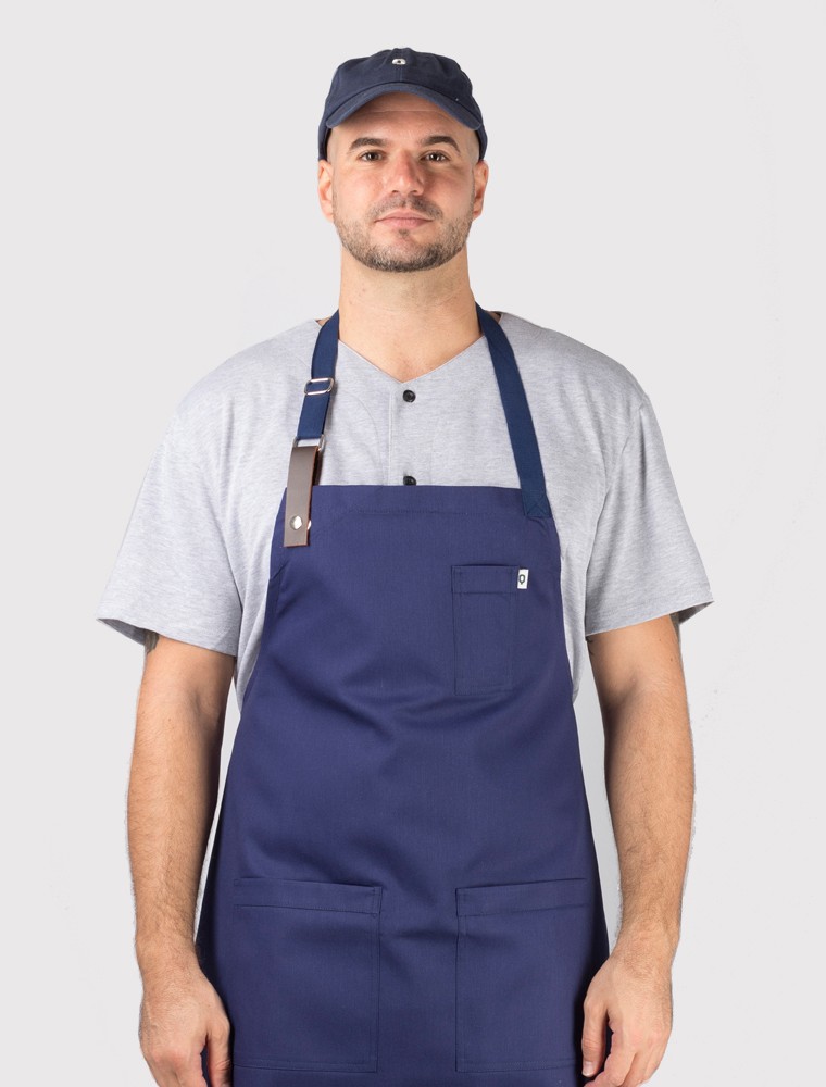 Chaquetilla gris de cocinero con delantal cocinero azul Chaquetilla gris de cocinero con delantal cocinero azul