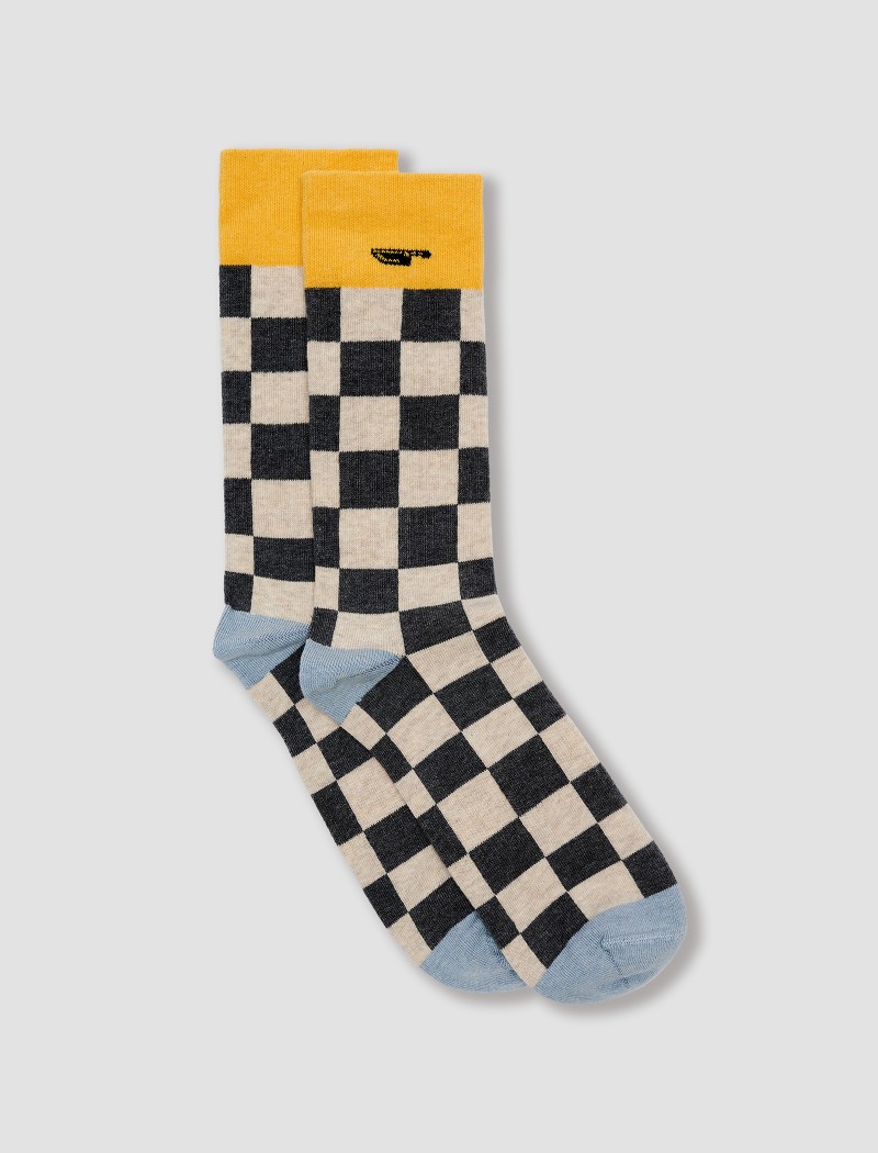 Calcetín de chef de cuadros ecru Calcetín de chef de cuadros ecru