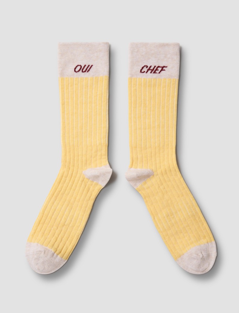 Chaussettes de Chef Rayées Jaunes Oui Chef Chaussettes de Chef Oui Chef Yellow