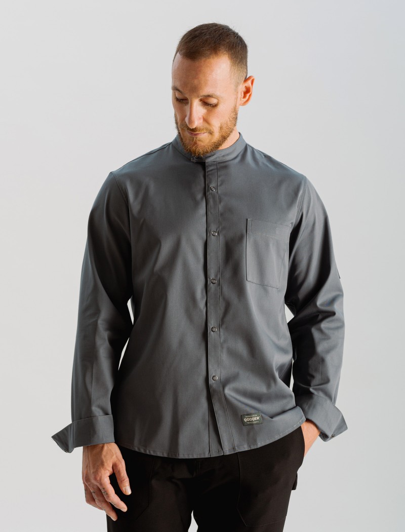 Langärmeliges graues Kochhemd Langärmeliges graues Kochhemd