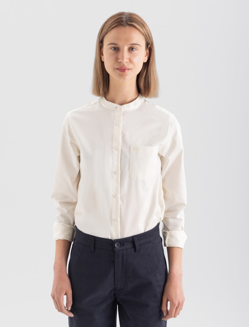 Chemise Mao Femme en Coton Organique Couleur ecru Chemise Mao Femme en Coton Organique Couleur ecru