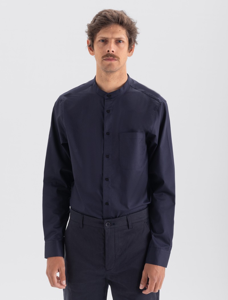 Camicia Mao uomo in Cotone Organico Color navy Camicia Mao uomo in Cotone Organico Color navy