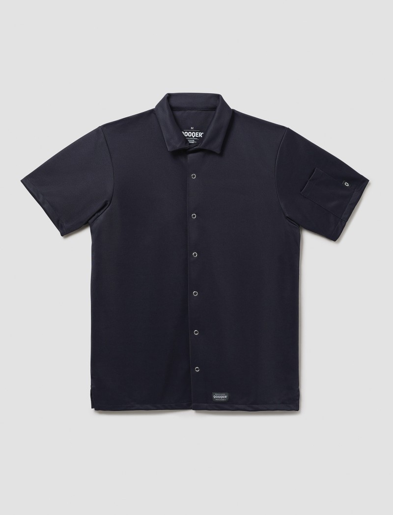 Chemise de chef navy en maille à manches courtes Chemise Square Noirblue