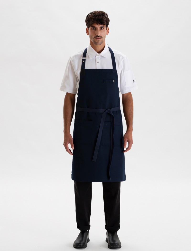 Clipper Navy Apron Front View | QOOQER Navy Clipper apron functional and sophisticated