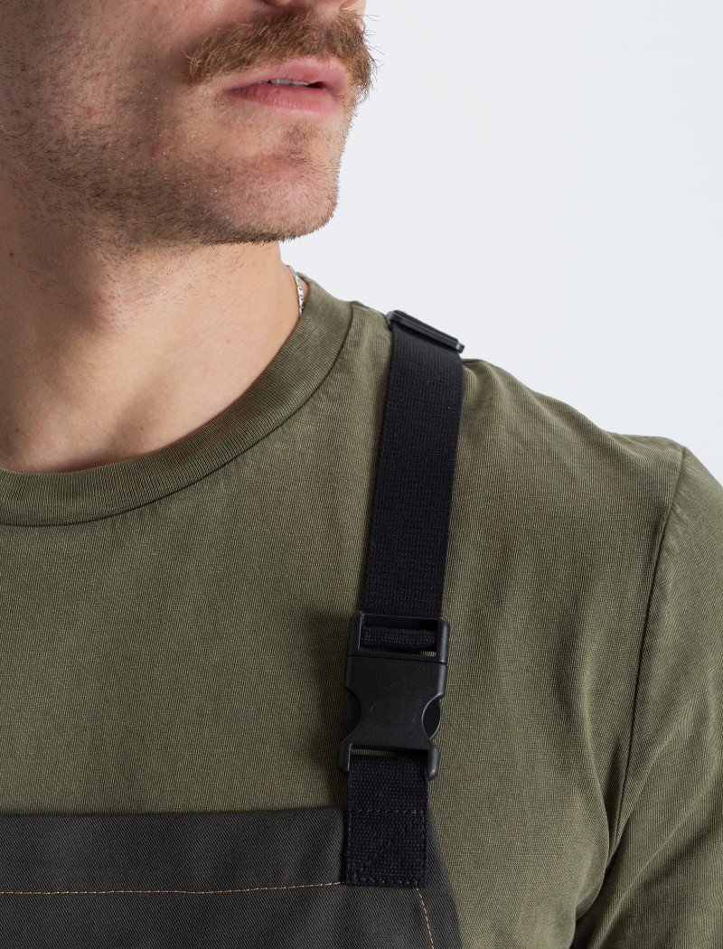 Grembiule in denim lavato in pietra con nastri a croce Grembiule di jeans con nastri incrociati