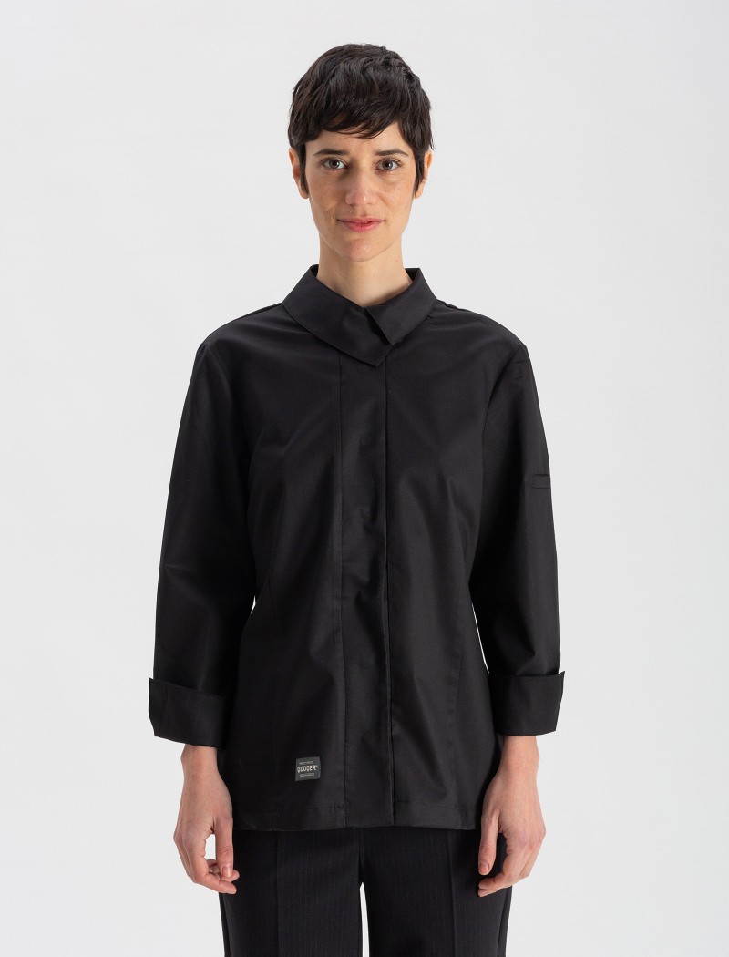 Langärmeliges schwarzes Köchinhemd Langärmeliges schwarzes Köchinhemd