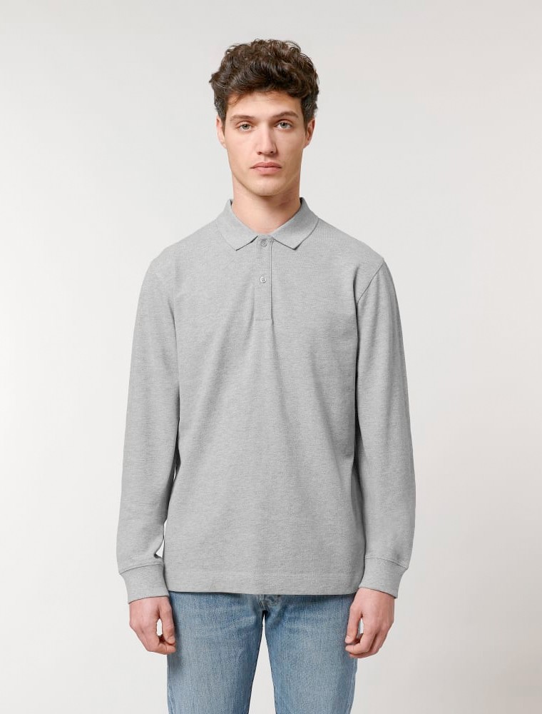 Light grey long sleeve unisex polo shirt Light grey long sleeve unisex polo shirt