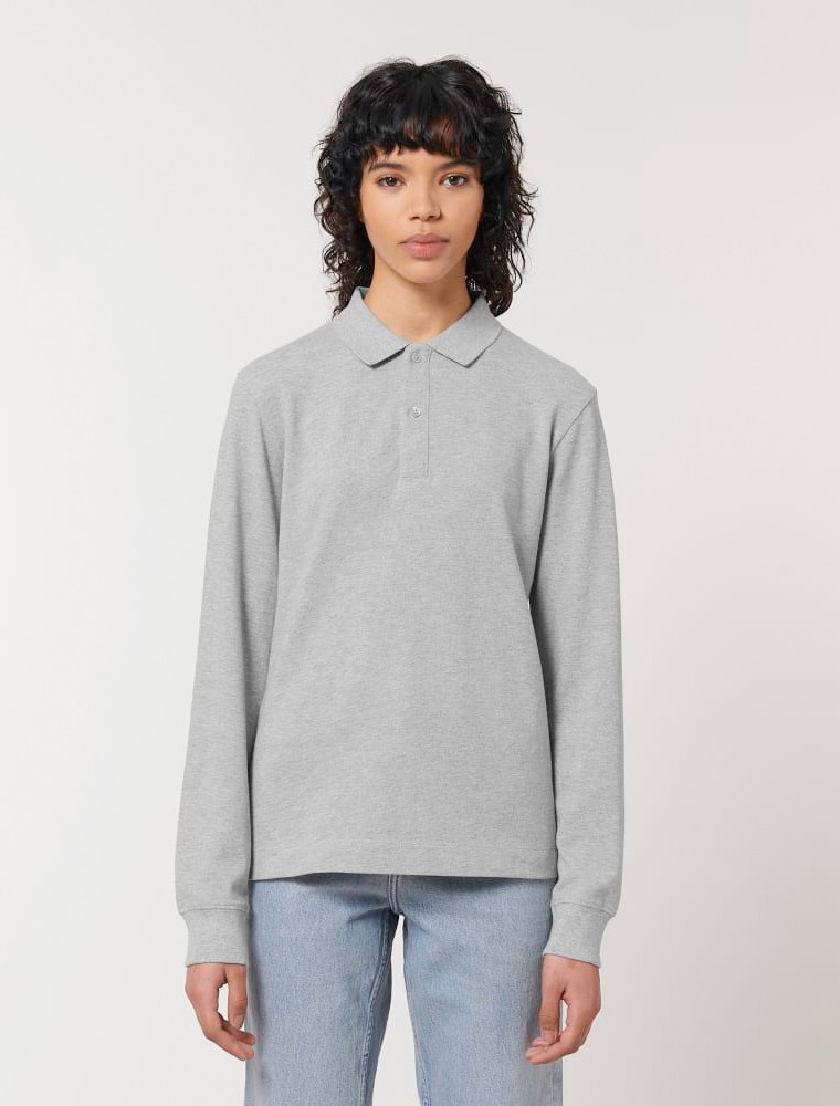 light grey women's polo shirt detail light grey women's polo shirt detail