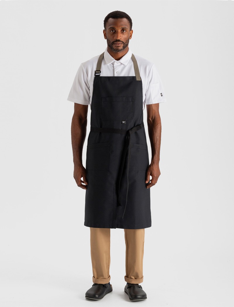 Black chef apron with buckle Black chef apron with buckle