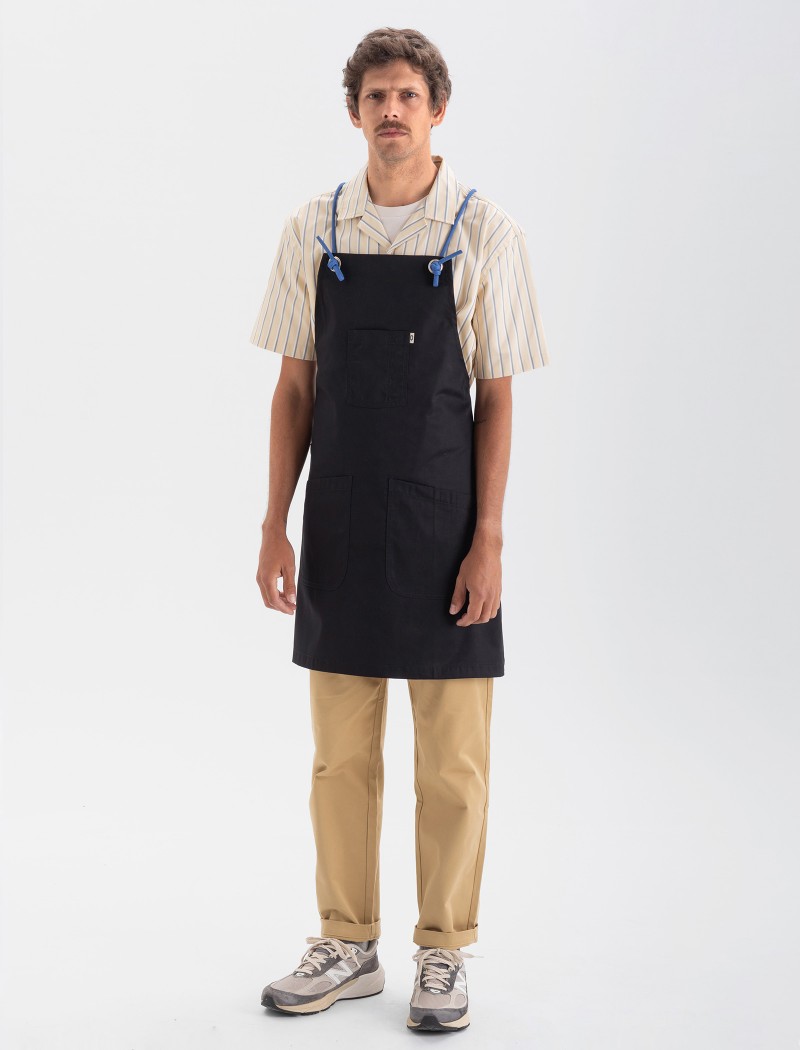 Black and blue cross-back apron for waiters Kab Black Apron