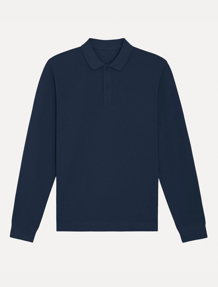 Pólo unissex de manga comprida azul marinho Pólo unissexo de manga comprida azul marinho
