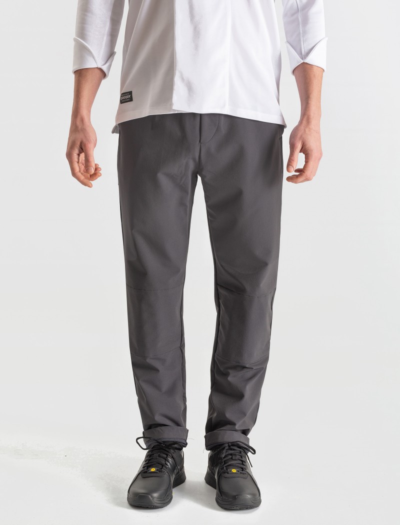 Supply Chefhose Grau: Technische Kochhose für Küchenuniformen Graue Chefhose aus Stretchmaterial: stylisches Accessoire für Küchenoutfits und Kochbekleidung