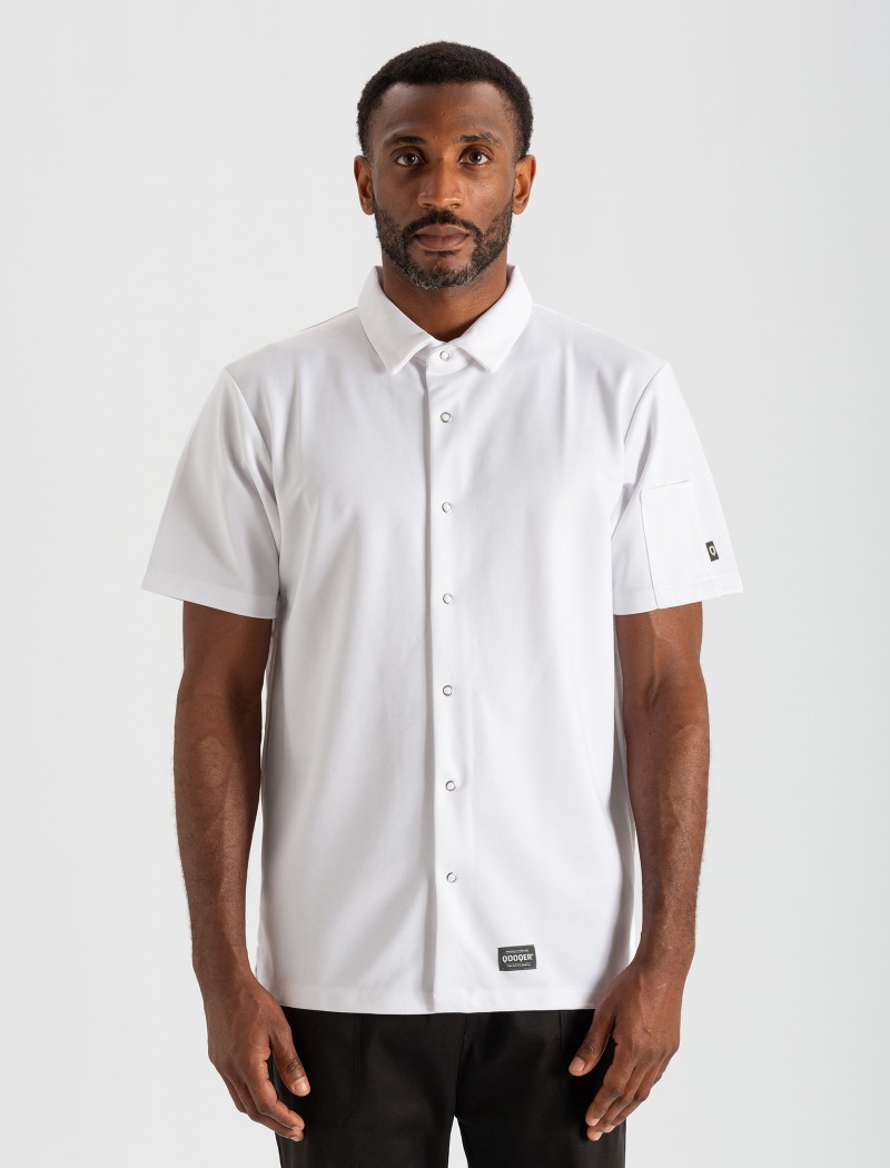 Square Kochjacke - Weiß Weißes Kochhemd mit kurzen Ärmeln