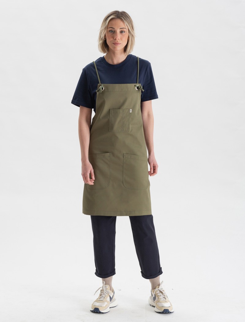 Grüne Schürze mit geschnürtem Rücken Grüne Schürze mit geschnürtem Rücken