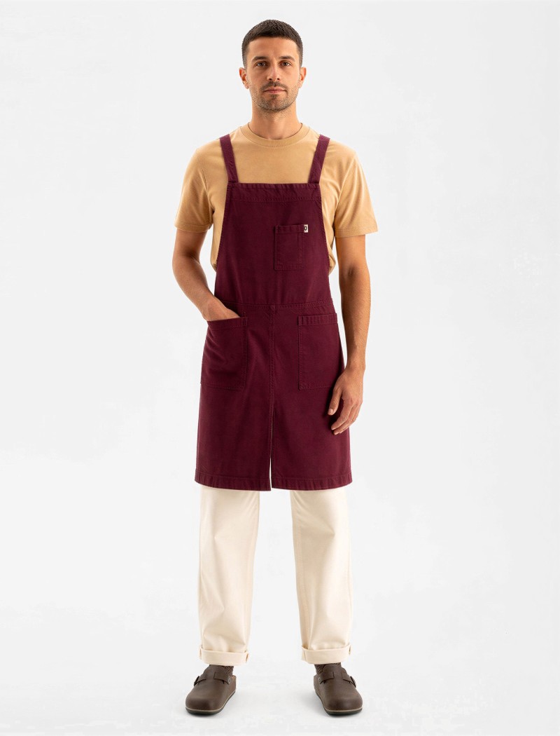 Tone Long Claret Apron Front | QOOQER Tone Long Schürze - Claret