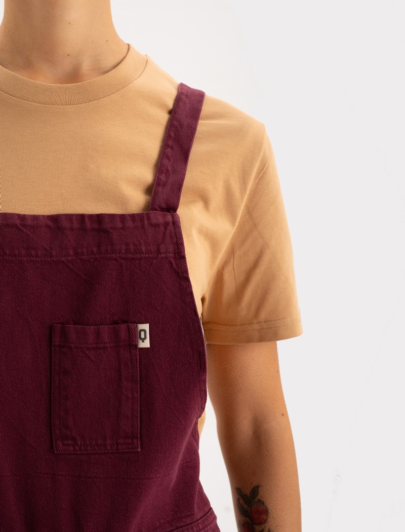 Tone Long Claret Apron Top Detail | QOOQER Tone Long Schürze - Claret