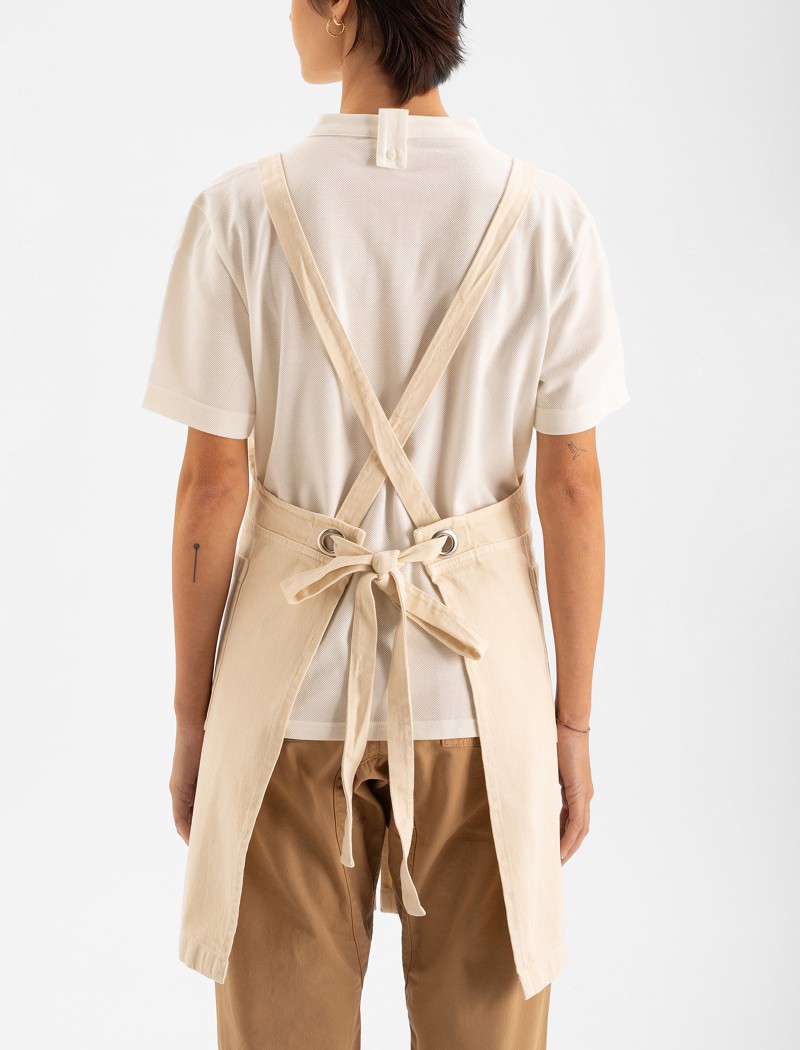 Tone Long Ecru Apron Back View | QOOQER Tablier Tone Long Ecru