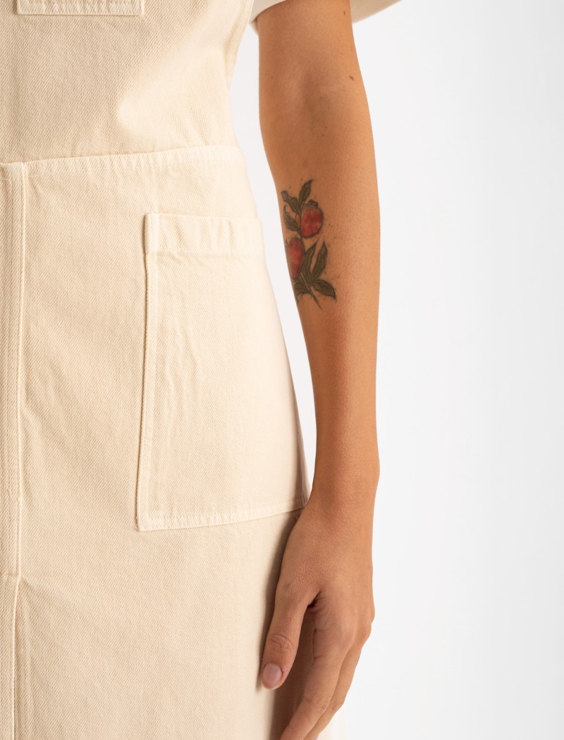 Tone Long Ecru Apron Bottom Detail | QOOQER Tablier Tone Long Ecru