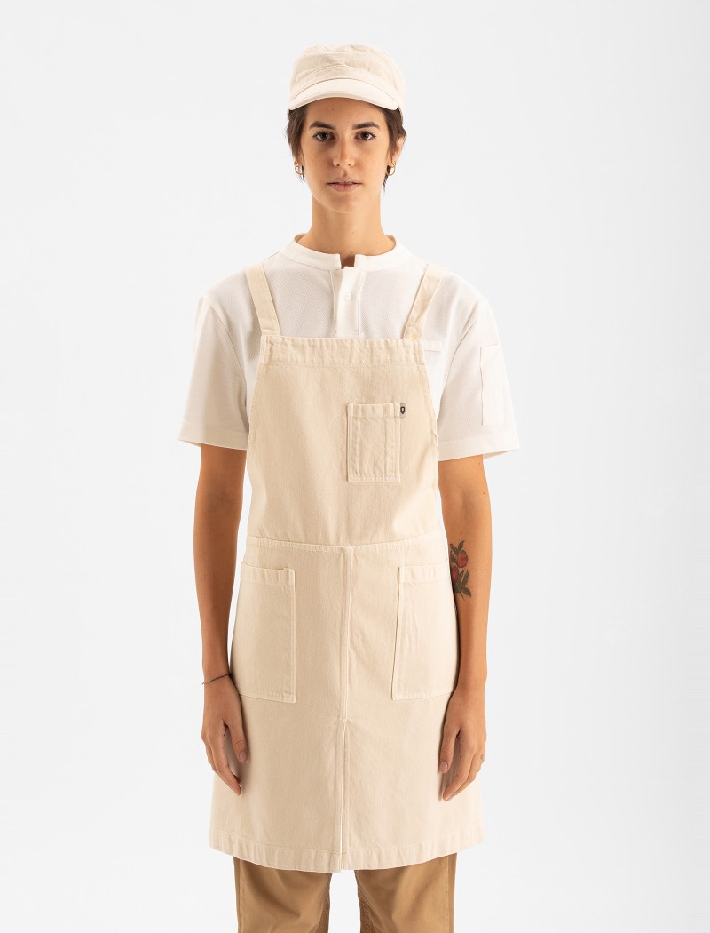 Tone Long Ecru Apron Front Detail | QOOQER Tablier Tone Long Ecru